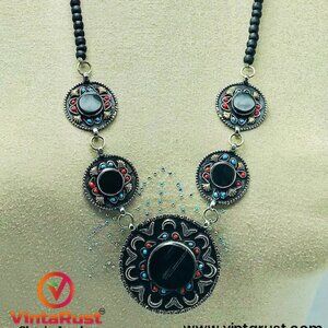 Handmade Stones Necklace With Turquoise and Coral Beads